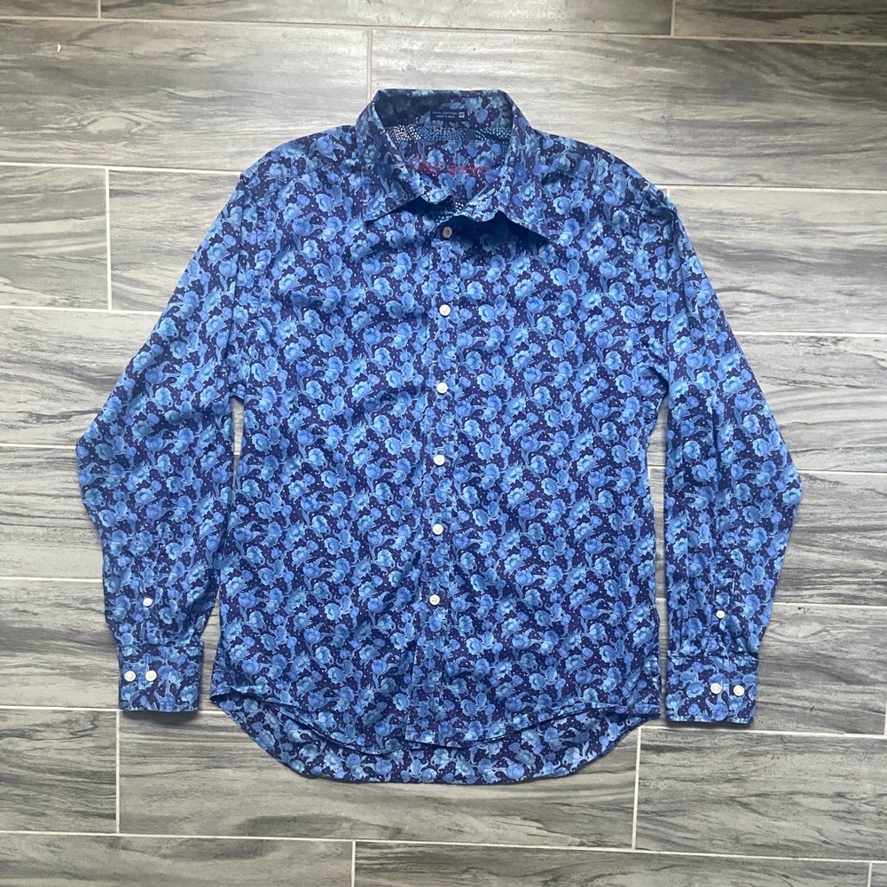 Robert Graham Navy and Sky Blue Floral Shirt